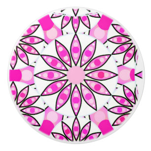 Mandala-Muster, heißrosa, schwarz und weiß Keramikknauf