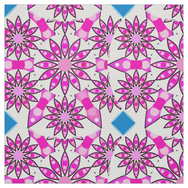 Mandala-Muster, heißrosa, schwarz und weiß Stoff (Muster)