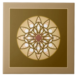 Mandala-Muster in Beige, Creme und Schokoladenbrau Fliese