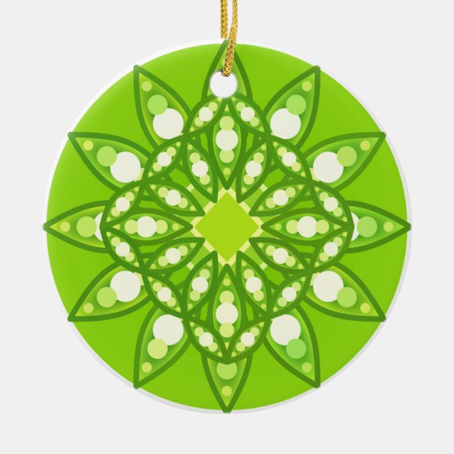 Mandala-Muster in Kalkgrün Keramik Ornament (Vorne)