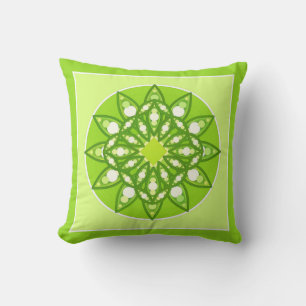 Mandala-Muster in Kalkgrün Kissen
