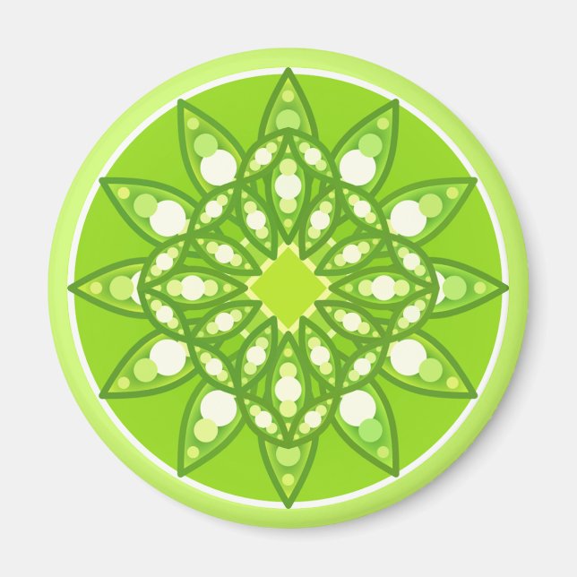 Mandala-Muster in Kalkgrün Magnet (Vorne)