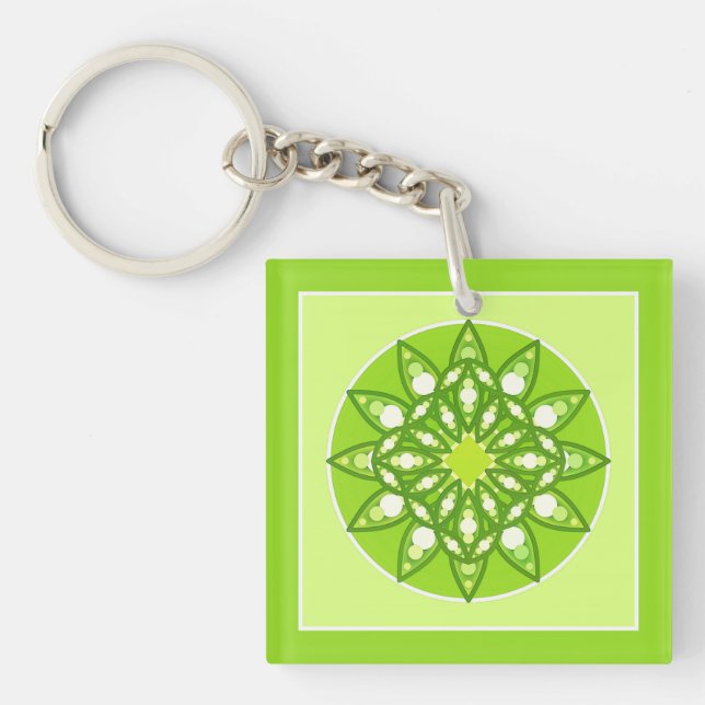 Mandala-Muster in Kalkgrün Schlüsselanhänger (Vorderseite)
