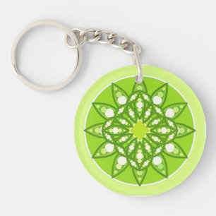 Mandala-Muster in Kalkgrün Schlüsselanhänger