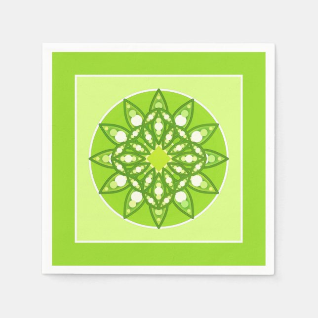 Mandala-Muster in Kalkgrün Serviette (Vorderseite)
