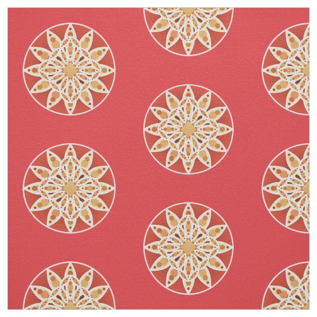 Mandala-Muster in Kamel, Dunkelrot und Weiß Stoff (Muster)