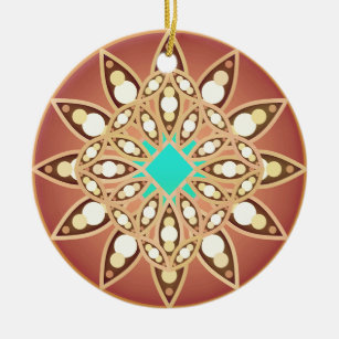 Mandala-Muster in Karamell und Schokolade Keramik Ornament