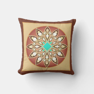 Mandala-Muster in Karamell und Schokolade Kissen