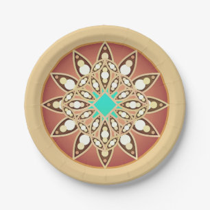 Mandala-Muster in Karamell und Schokolade Pappteller