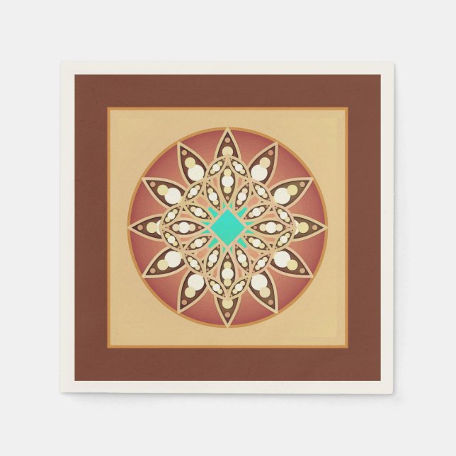 Mandala-Muster in Karamell und Schokolade Serviette (Vorderseite)