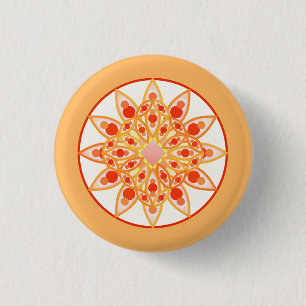 Mandala Muster in Korallen, Orange und Gold Button