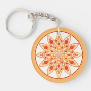 Mandala-Muster in Korallen, Orange und Gold Schlüsselanhänger