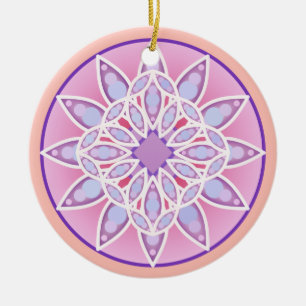 Mandala-Muster in Lavendel, Orchideen und Korallen Keramikornament
