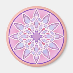 Mandala-Muster in Lavendel, Orchideen und Korallen Magnet