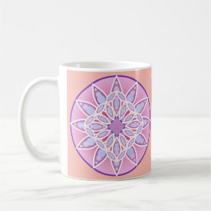 Mandala-Muster in Lavendel, Orchideen und Korallen Tasse