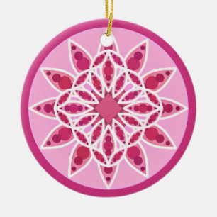 Mandala-Muster in Rosa, Fuchsien und Weiß Keramikornament