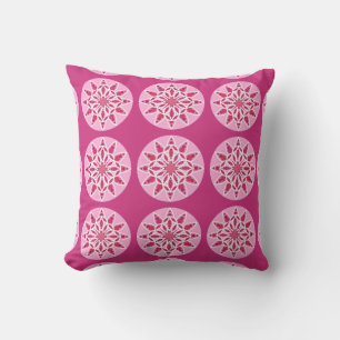 Mandala-Muster in Rosa, Fuchsien und Weiß Kissen