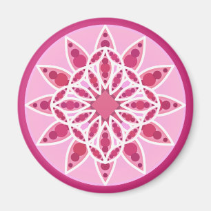 Mandala-Muster in Rosa, Fuchsien und Weiß Magnet