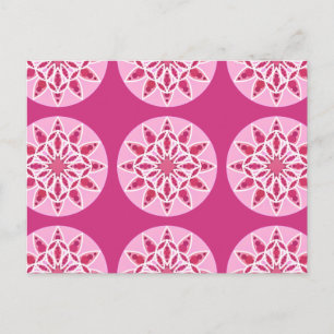 Mandala-Muster in Rosa, Fuchsien und Weiß Postkarte