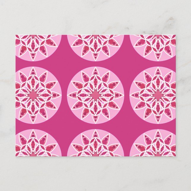 Mandala-Muster in Rosa, Fuchsien und Weiß Postkarte (Vorderseite)