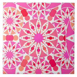 Mandala Muster in Rosa und Korallen Fliese