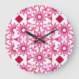 Mandala-Muster in Rosa- und Maronfarben Große Wanduhr