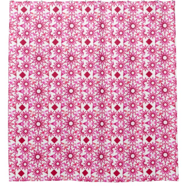 Mandala-Muster in Rosa- und Marontönen Duschvorhang (Vorderseite)