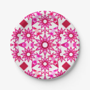 Mandala-Muster in Rosa- und Marontönen Pappteller
