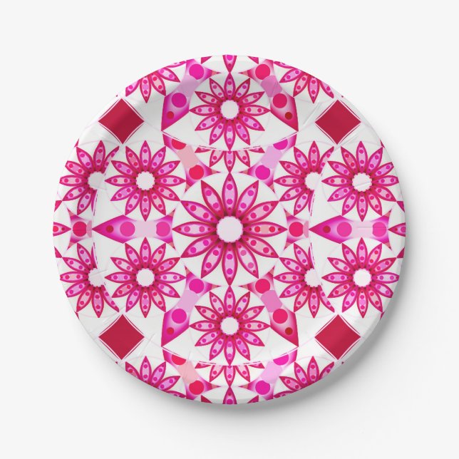 Mandala-Muster in Rosa- und Marontönen Pappteller (Vorderseite)