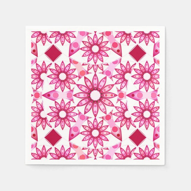 Mandala-Muster in Rosa- und Marontönen Serviette (Vorderseite)