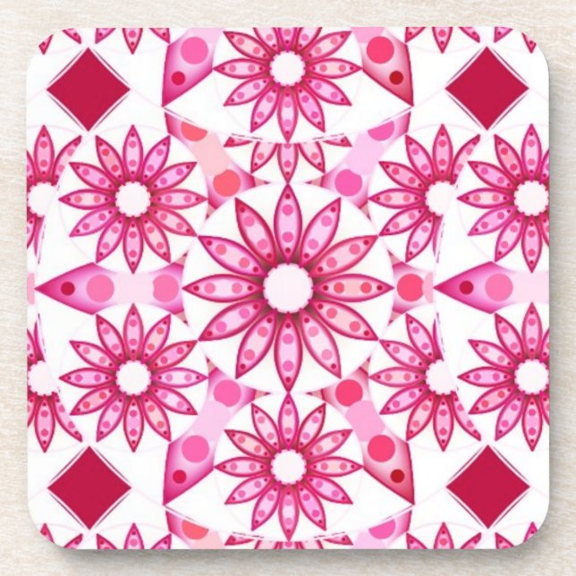 Mandala-Muster in Rosa- und Marontönen Untersetzer (Vorderseite)