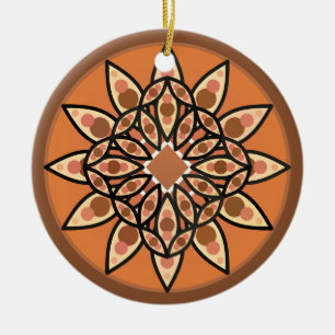 Mandala-Muster in Schokolade, Terrakotta und Rost Keramik Ornament
