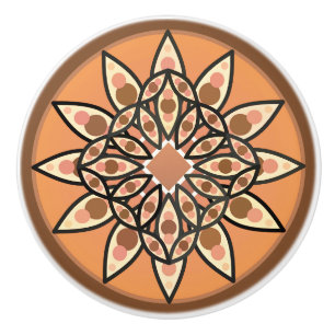 Mandala-Muster in Schokolade, Terrakotta und Rost Keramikknauf