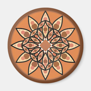 Mandala-Muster in Schokolade, Terrakotta und Rost Magnet
