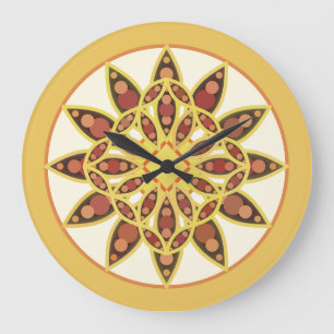 Mandala-Muster in Schokolade und Gold Große Wanduhr