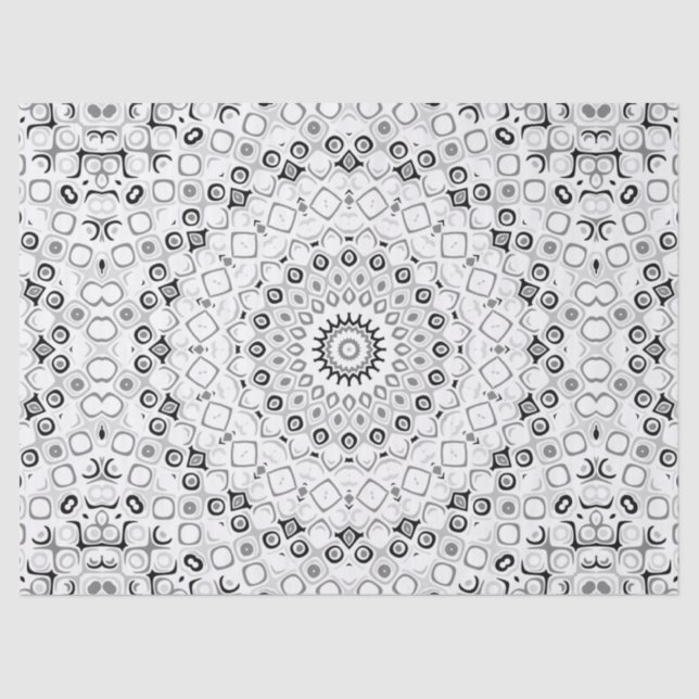 Mandala-Muster in Schwarz und Weiß Seidenpapier (Vorderseite)