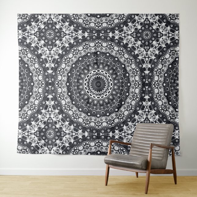 Mandala-Muster in Schwarzweiß Wandteppich (Beispiel (Horizontal))