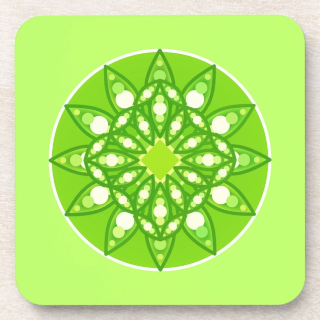 Mandala Muster in Shades of Lime Green Getränkeuntersetzer (Vorderseite)
