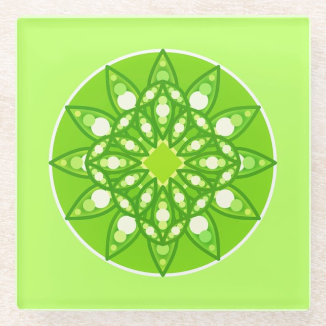 Mandala Muster in Shades of Lime Green Glasuntersetzer (Vorderseite)