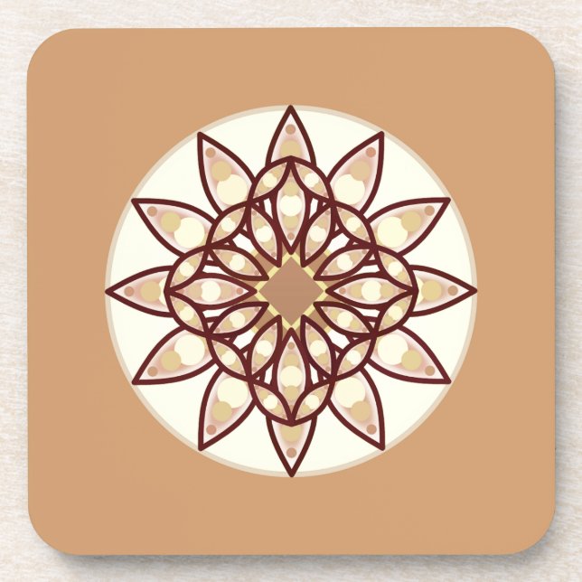 Mandala Muster in Tan und Schokolade Brown Getränkeuntersetzer (Vorderseite)