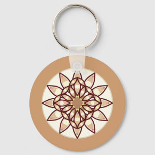 Mandala Muster in Tan und Schokolade Brown Schlüsselanhänger