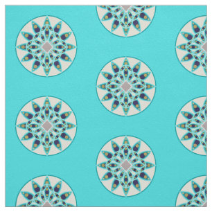Mandala-Muster in Türkis, Creme und Marine Stoff