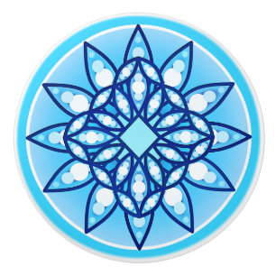 Mandala-Muster in Türkis, Kobalt und Weiß Keramikknauf