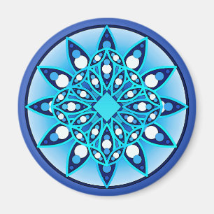 Mandala-Muster in Türkis, Kobalt und Weiß Magnet