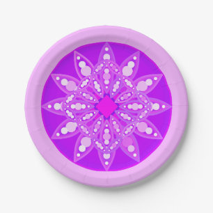 Mandala-Muster in Violett, Orchidee und Pink Pappteller