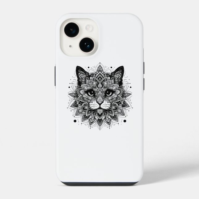 Mandala-Muster-Katze-Design iPhone Hülle (Rückseite)
