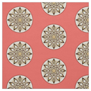 Mandala-Muster, Korallen, Braun und Beige Stoff
