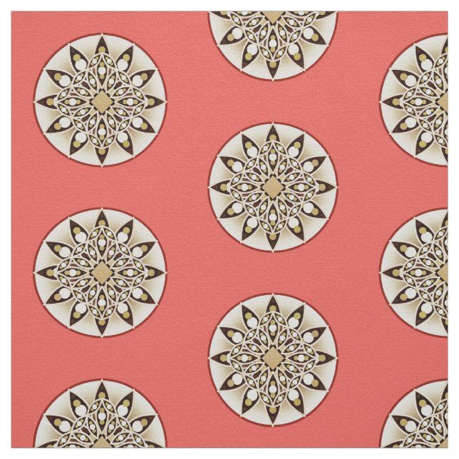 Mandala-Muster, Korallen, Braun und Beige Stoff (Muster)