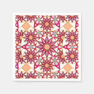 Mandala-Muster, Korallen, Pfirsich, Weiß und Grau Serviette