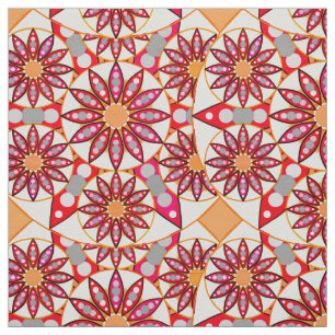 Mandala-Muster, Korallen, Pfirsich, Weiß und Grau Stoff